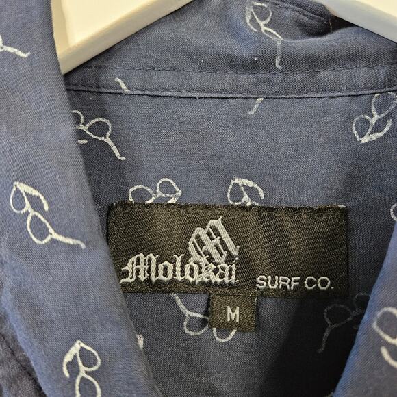 Molokai Surf Co. Men's Sunglasses Blue White Button Down Shirt AOP Size Medium - Picture 2 of 8